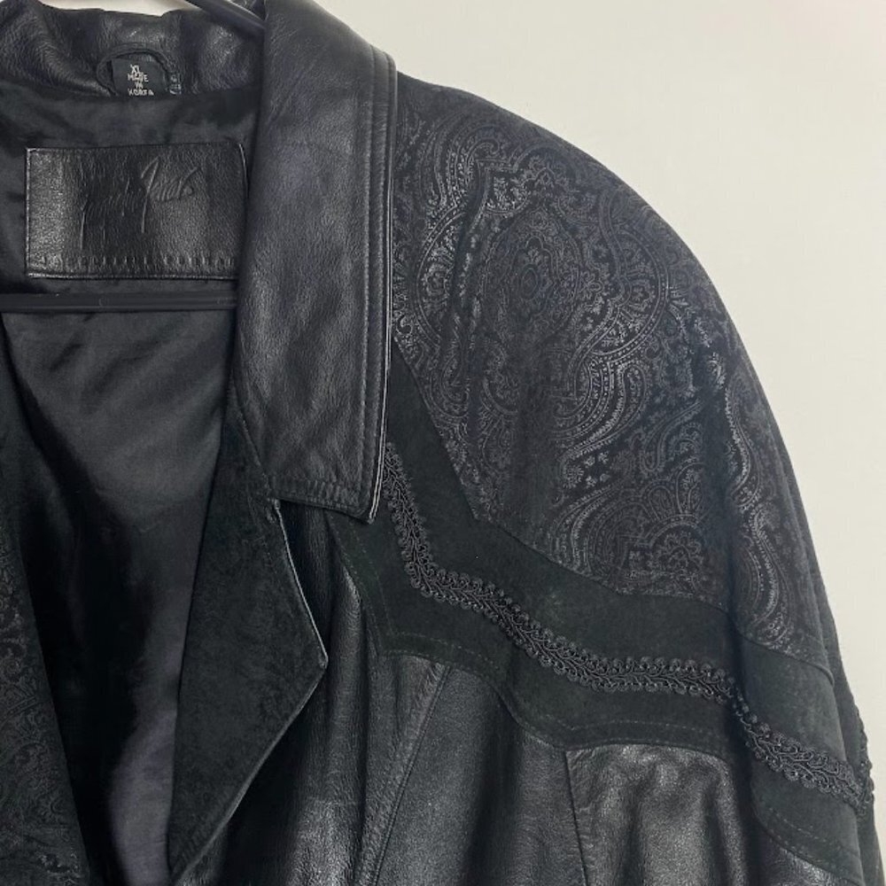 Vintage Jacqueline Ferrar Paisley Print Leather jacket - Picture 2 of 7